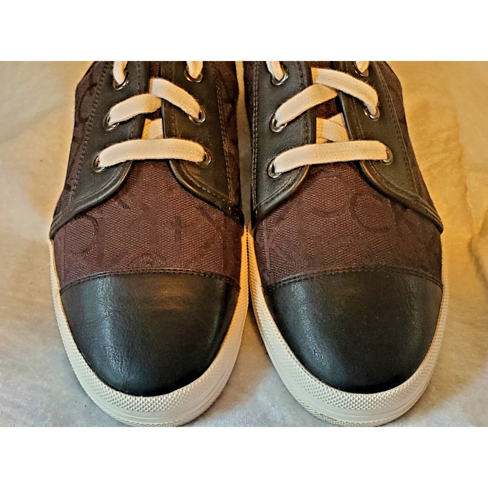 Calvin Klein Logo Sneakers Merlinda‎ Womens Shoes 8 1/2 M Black White Leather - Picture 9 of 9